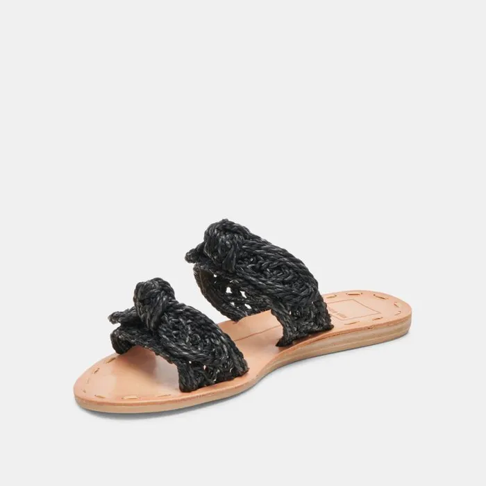 Dolce Vita Dinah Wide Sandals Onyx Raffia Women Sandals