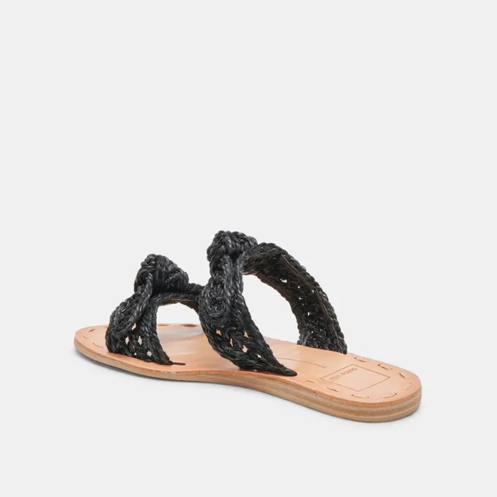 Dolce Vita Dinah Wide Sandals Onyx Raffia Women Sandals