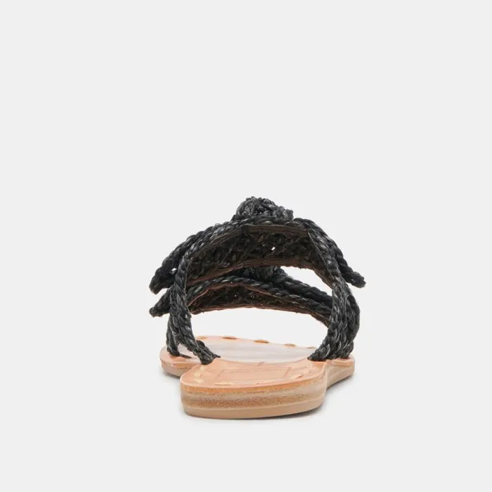 Dolce Vita Dinah Wide Sandals Onyx Raffia Women Sandals