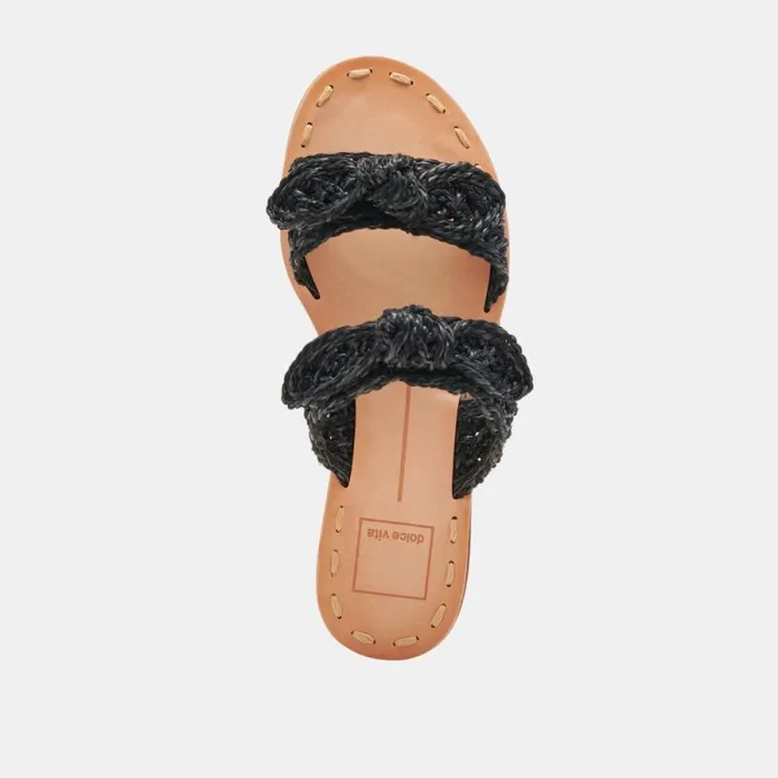 Dolce Vita Dinah Wide Sandals Onyx Raffia Women Sandals