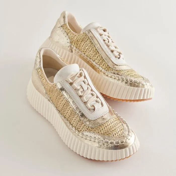Dolce Vita Dolen Sneakers Gold Knit Women Sneakers