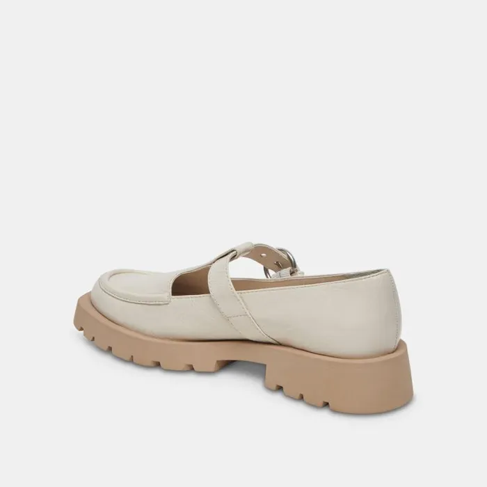 Dolce Vita Ebbie Flats Ivory Patent Leather Women Flats and Loafers