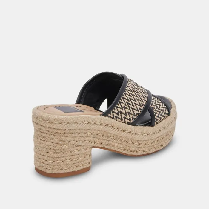 Dolce Vita Eldora Heels White Black Raffia Women Wedges
