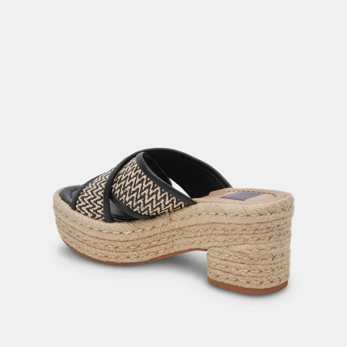Dolce Vita Eldora Heels White Black Raffia Women Wedges