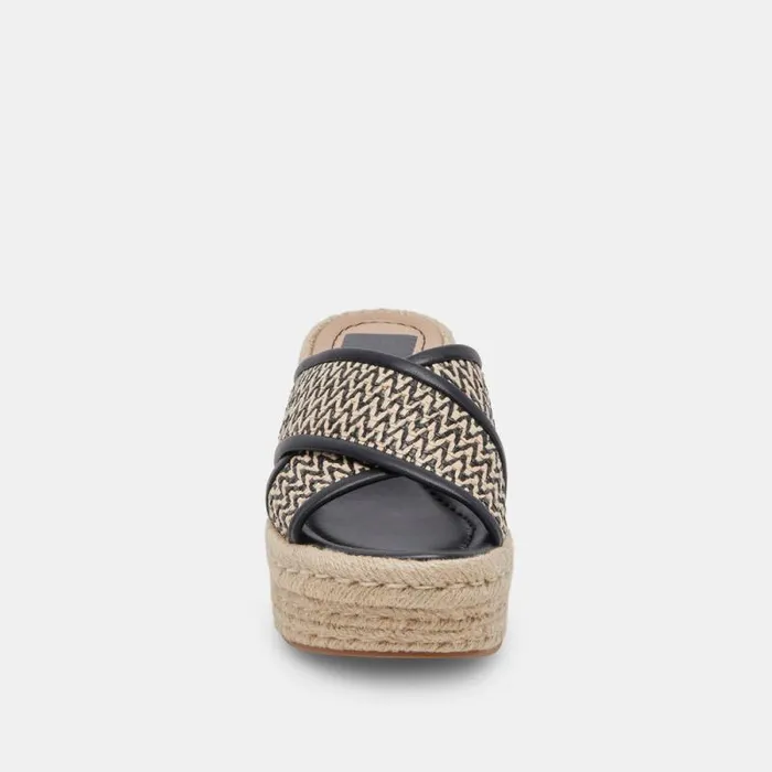 Dolce Vita Eldora Heels White Black Raffia Women Wedges