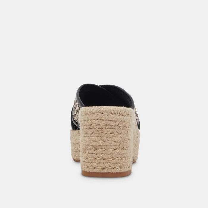 Dolce Vita Eldora Heels White Black Raffia Women Wedges
