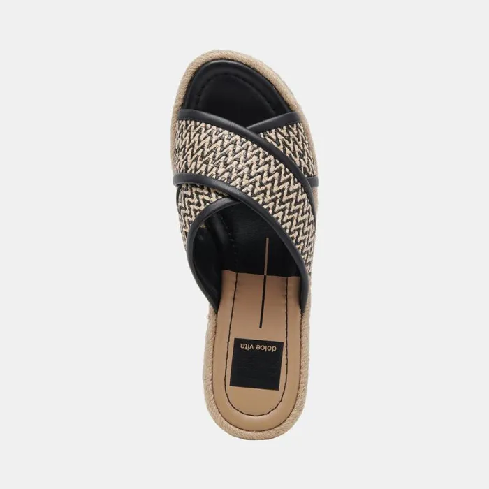 Dolce Vita Eldora Heels White Black Raffia Women Wedges