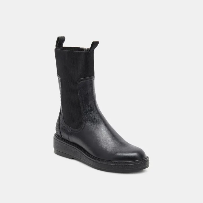 Dolce Vita Elyse H2O Wide Boots Black Leather Women Boots and Booties