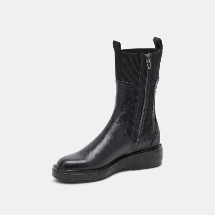 Dolce Vita Elyse H2O Wide Boots Black Leather Women Boots and Booties