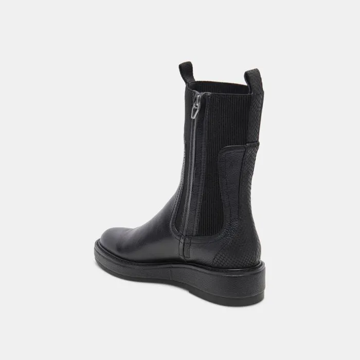 Dolce Vita Elyse H2O Wide Boots Black Leather Women Boots and Booties