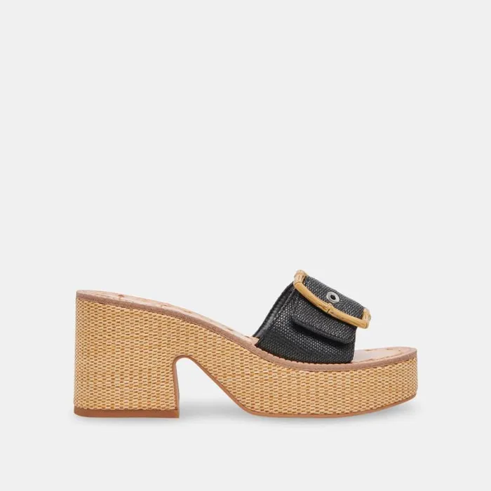 Dolce Vita Era Heels Onyx Raffia Women Heels