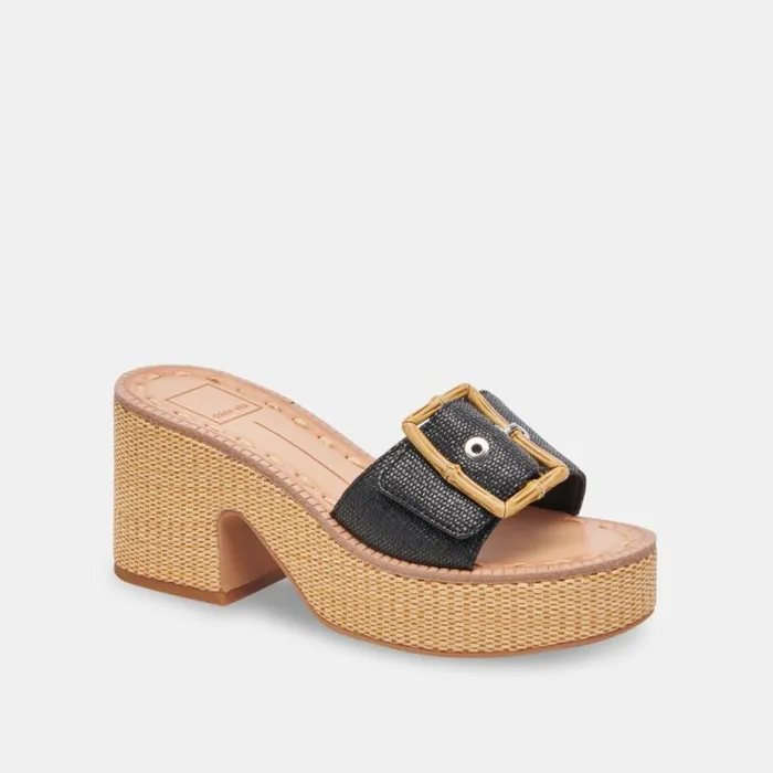 Dolce Vita Era Heels Onyx Raffia Women Heels