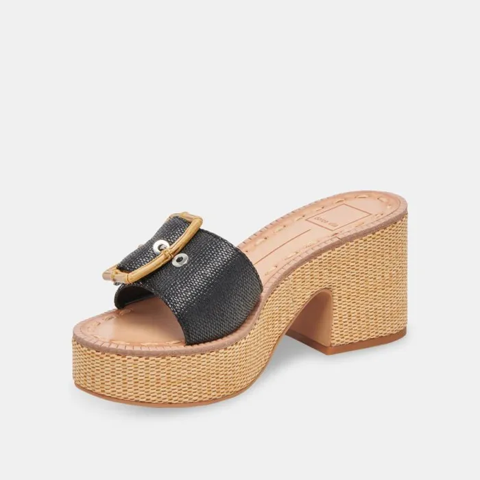 Dolce Vita Era Heels Onyx Raffia Women Heels
