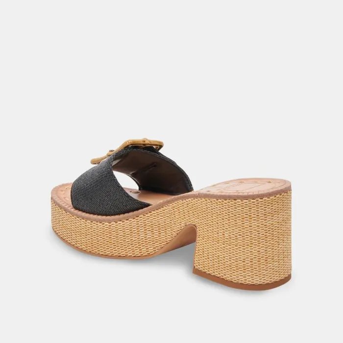 Dolce Vita Era Heels Onyx Raffia Women Heels