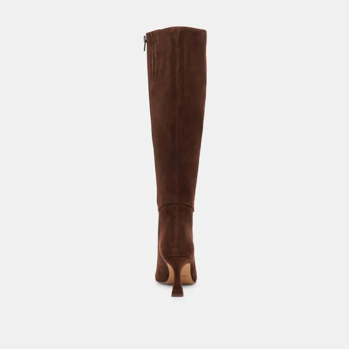 Dolce Vita Gyra Wide Calf Boots Dk Brown Suede Women Boots and Booties