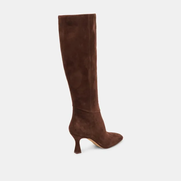 Dolce Vita Gyra Wide Calf Boots Dk Brown Suede Women Boots and Booties