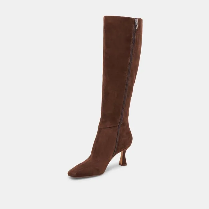 Dolce Vita Gyra Wide Calf Boots Dk Brown Suede Women Boots and Booties