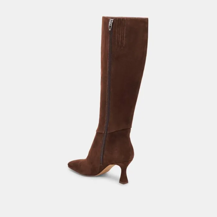 Dolce Vita Gyra Wide Calf Boots Dk Brown Suede Women Boots and Booties