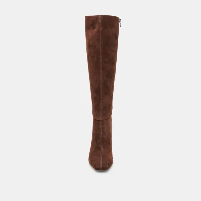 Dolce Vita Gyra Wide Calf Boots Dk Brown Suede Women Boots and Booties