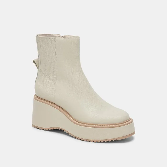 Dolce Vita Hilde Boots Ivory Leather Women Boots and Booties