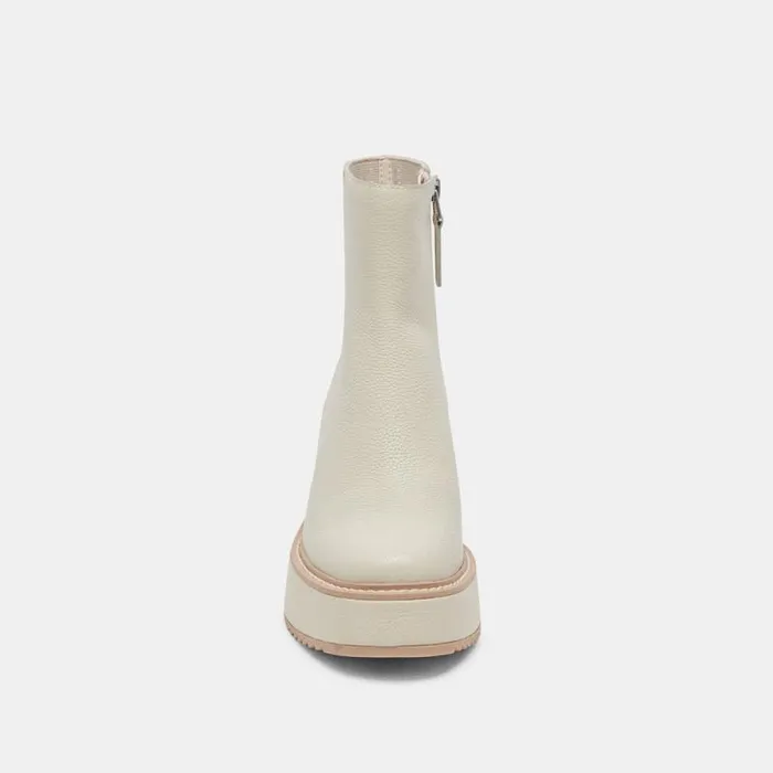 Dolce Vita Hilde Boots Ivory Leather Women Boots and Booties
