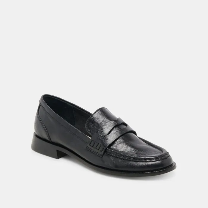 Dolce Vita Hilly Loafers Black Leather Women Flats and Loafers