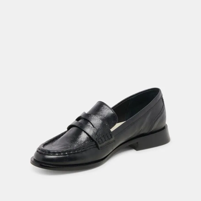 Dolce Vita Hilly Loafers Black Leather Women Flats and Loafers