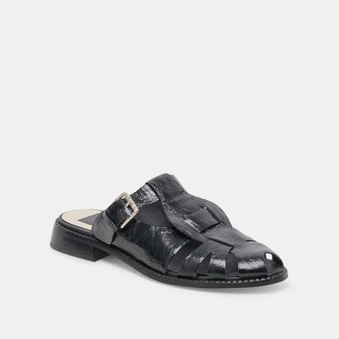 Dolce Vita Hippie Flats Midnight Crinkle Patent Women Flats and Loafers