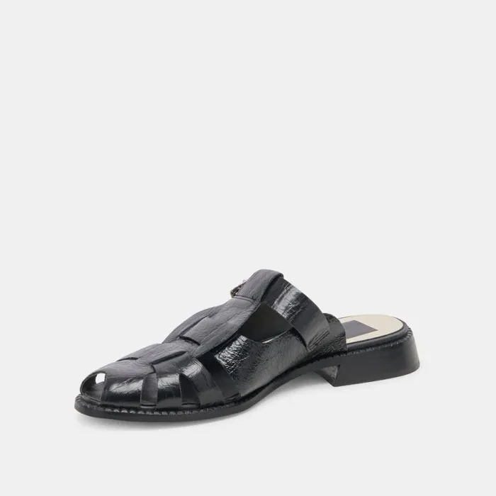 Dolce Vita Hippie Flats Midnight Crinkle Patent Women Flats and Loafers