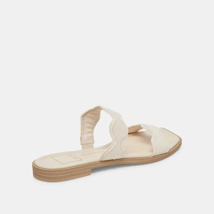 Dolce Vita Ilva Sandals Creme Embossed Leather Women Sandals