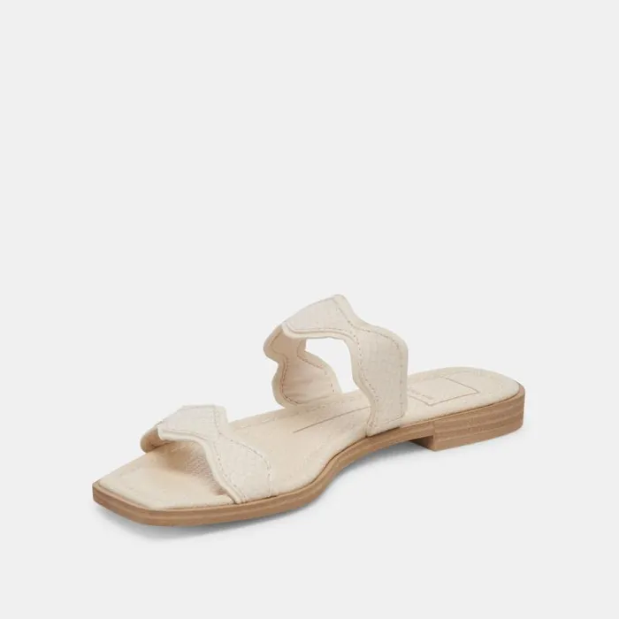 Dolce Vita Ilva Sandals Creme Embossed Leather Women Sandals