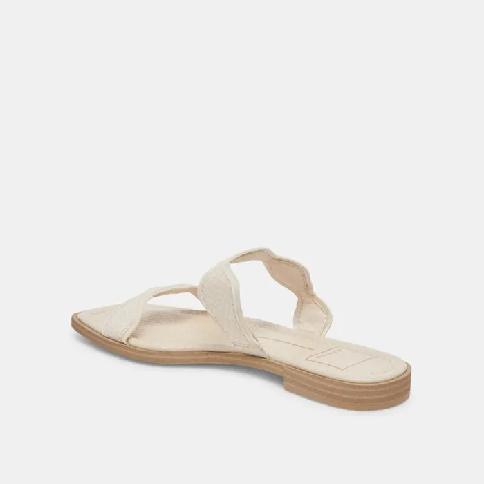 Dolce Vita Ilva Sandals Creme Embossed Leather Women Sandals