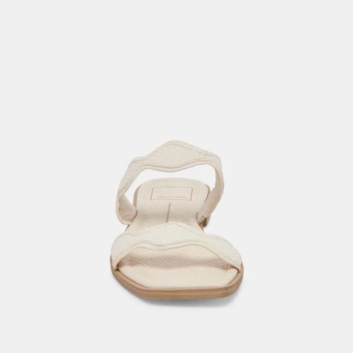 Dolce Vita Ilva Sandals Creme Embossed Leather Women Sandals