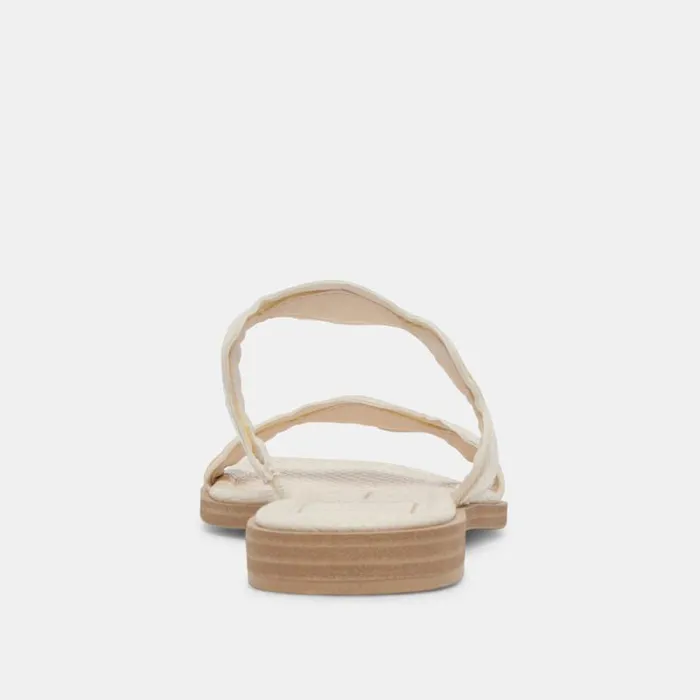 Dolce Vita Ilva Sandals Creme Embossed Leather Women Sandals