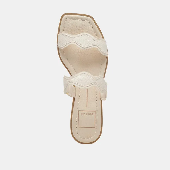 Dolce Vita Ilva Sandals Creme Embossed Leather Women Sandals