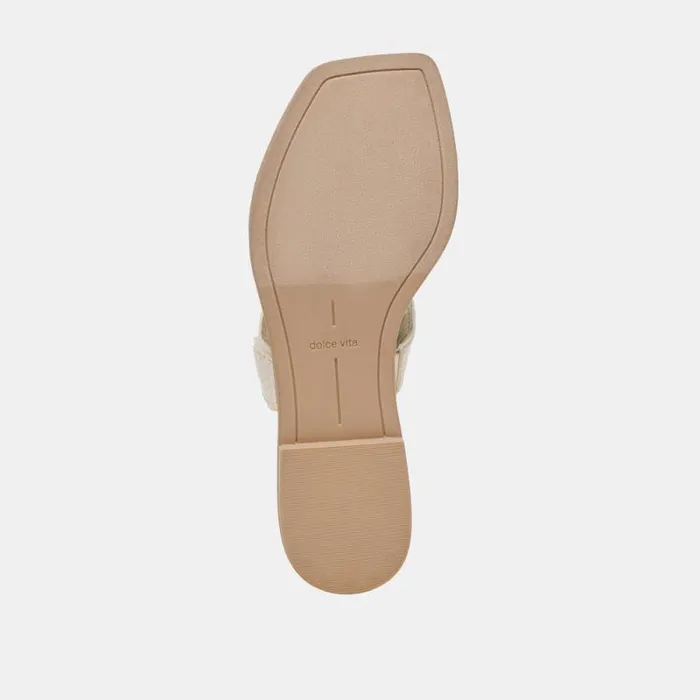 Dolce Vita Ilva Sandals Creme Embossed Leather Women Sandals
