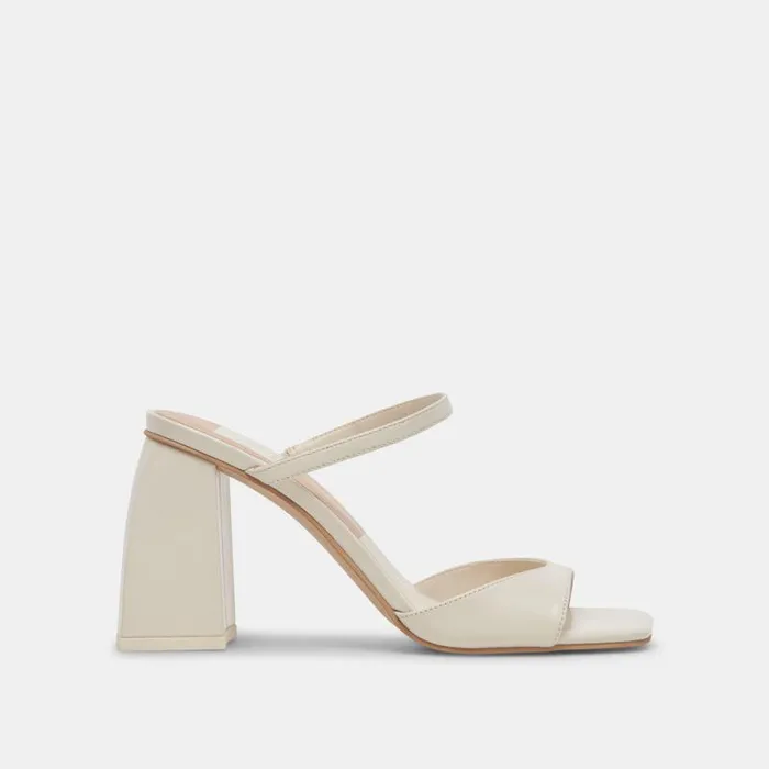 Dolce Vita Jemmy Heels Ivory Crinkle Patent Women Heels