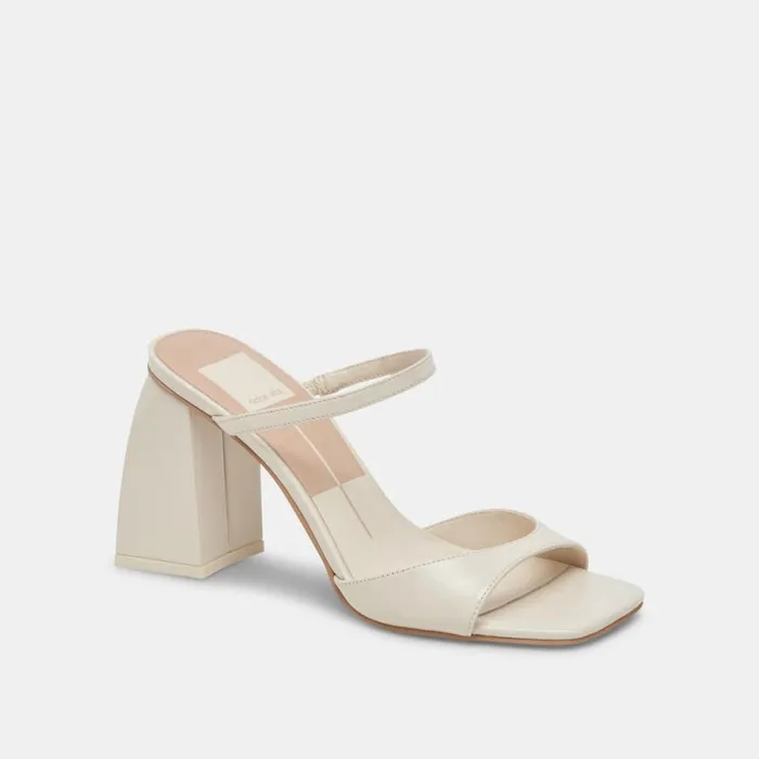 Dolce Vita Jemmy Heels Ivory Crinkle Patent Women Heels