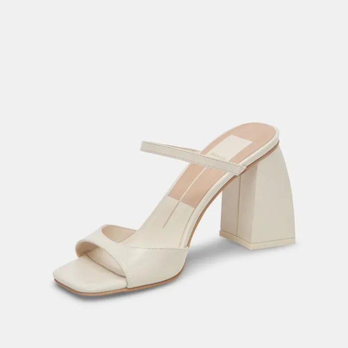 Dolce Vita Jemmy Heels Ivory Crinkle Patent Women Heels