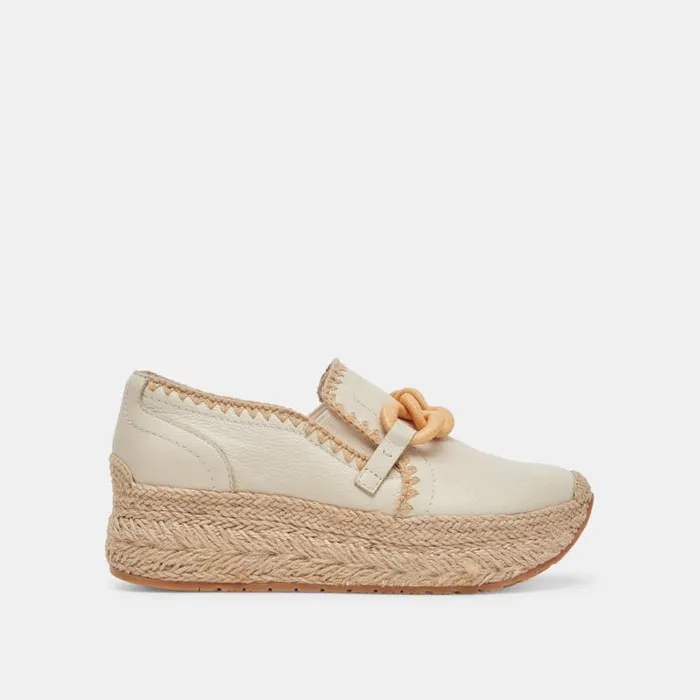 Dolce Vita Jhenee Espadrille Sneakers Ivory Leather Women Sneakers