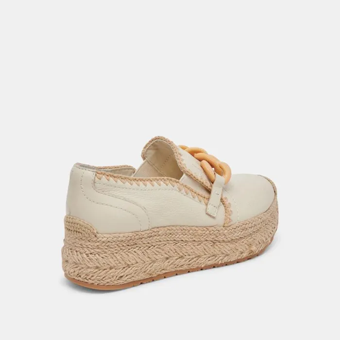 Dolce Vita Jhenee Espadrille Sneakers Ivory Leather Women Sneakers