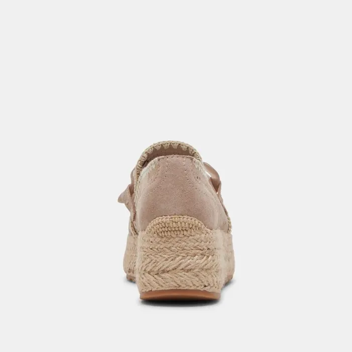 Dolce Vita Jhenee Espadrille Sneakers Taupe Perforated Suede Women Flats and Loafers