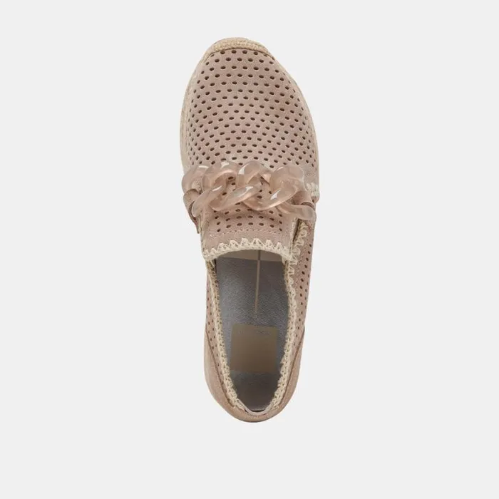 Dolce Vita Jhenee Espadrille Sneakers Taupe Perforated Suede Women Flats and Loafers