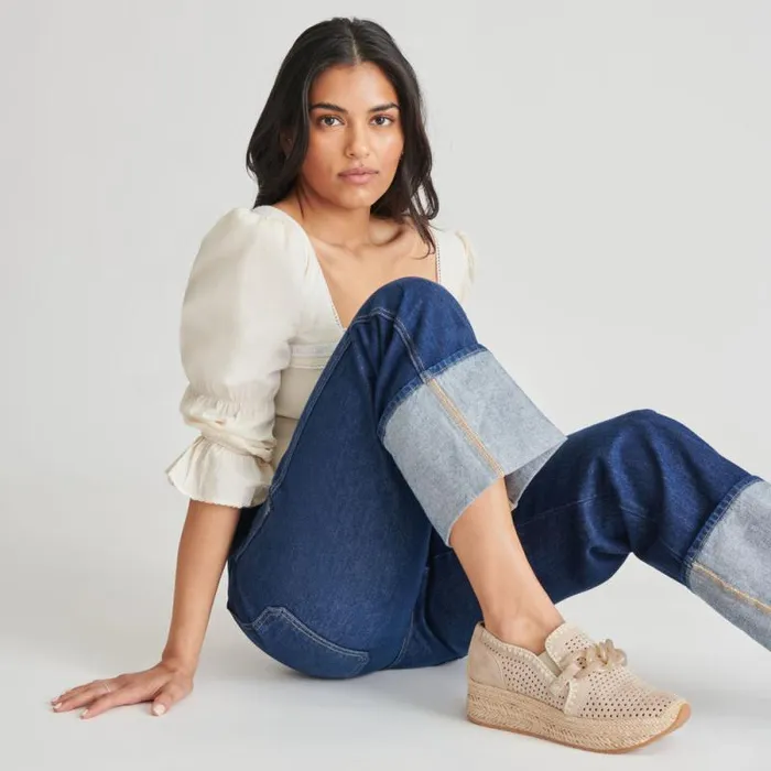 Dolce Vita Jhenee Espadrille Sneakers Taupe Perforated Suede Women Flats and Loafers