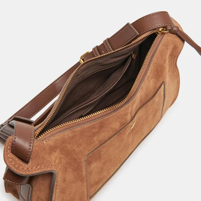 Dolce Vita Josie Shoulder Bag Pecan Suede Women Handbags