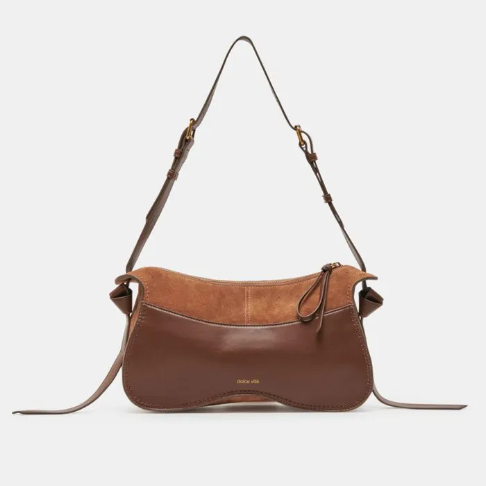 Dolce Vita Josie Shoulder Bag Pecan Suede Women Handbags