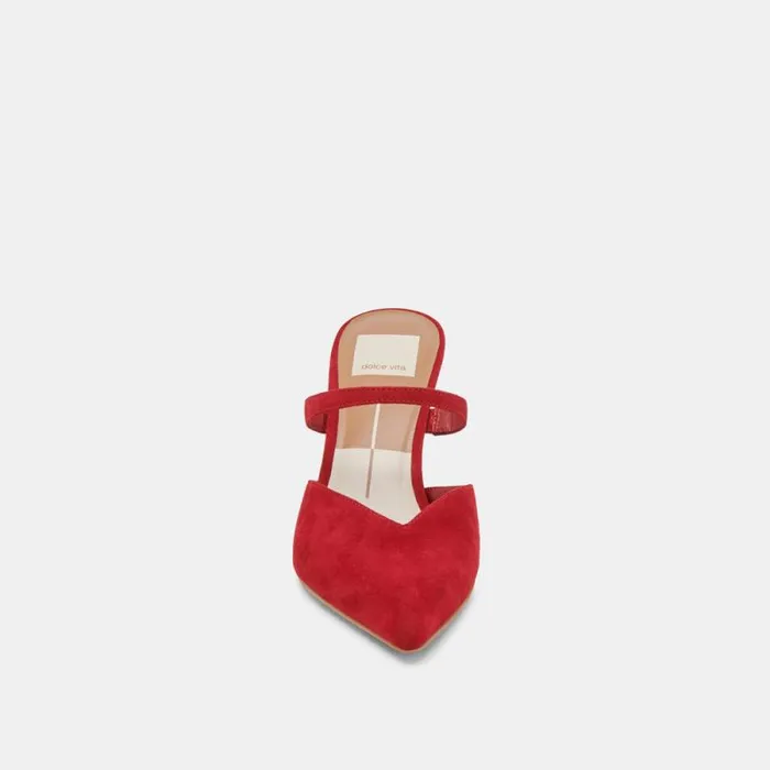 Dolce Vita Kanika Heels Crimson Suede Women Mules and Clogs