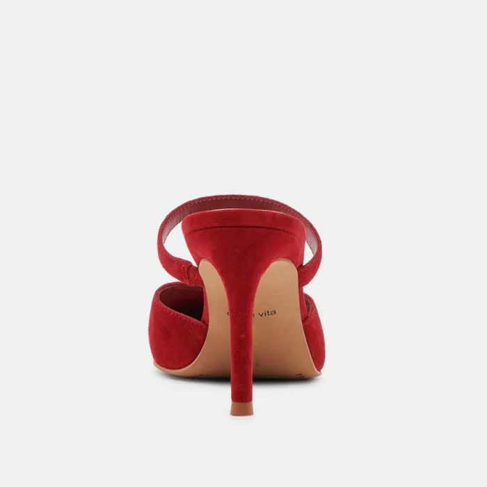 Dolce Vita Kanika Heels Crimson Suede Women Mules and Clogs
