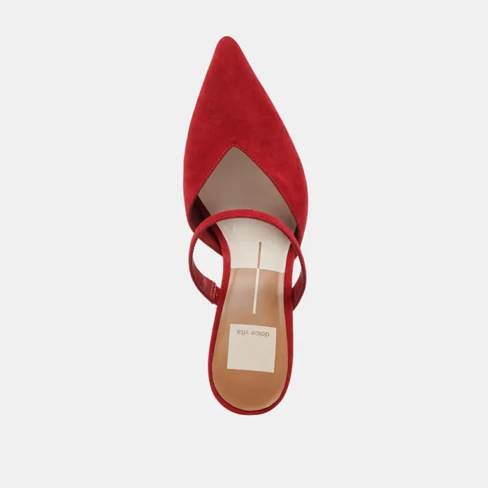 Dolce Vita Kanika Heels Crimson Suede Women Mules and Clogs