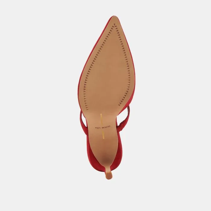 Dolce Vita Kanika Heels Crimson Suede Women Mules and Clogs